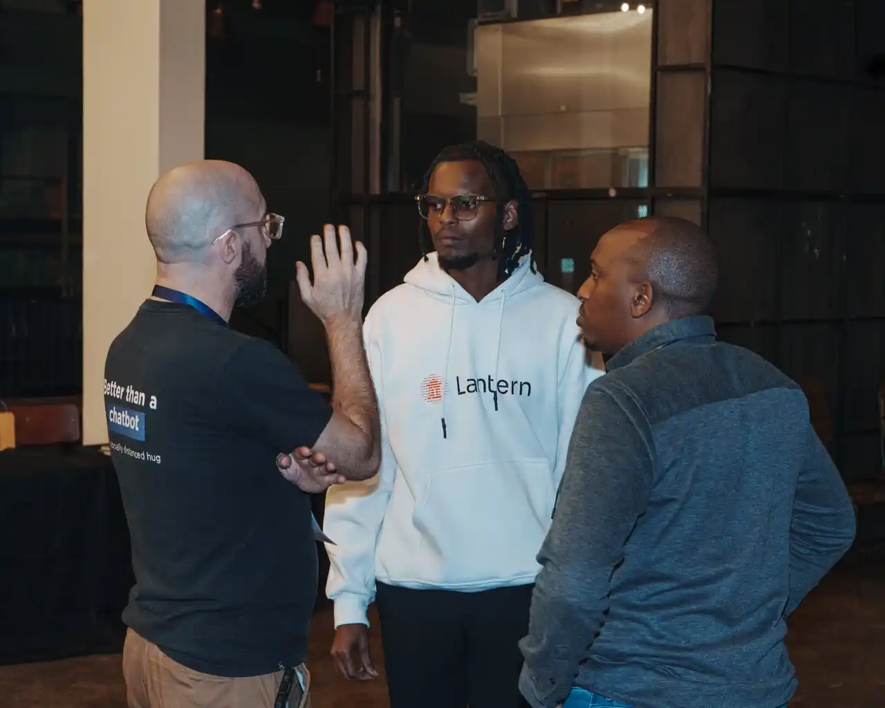 Lantern founder discussing AI search with event attendees