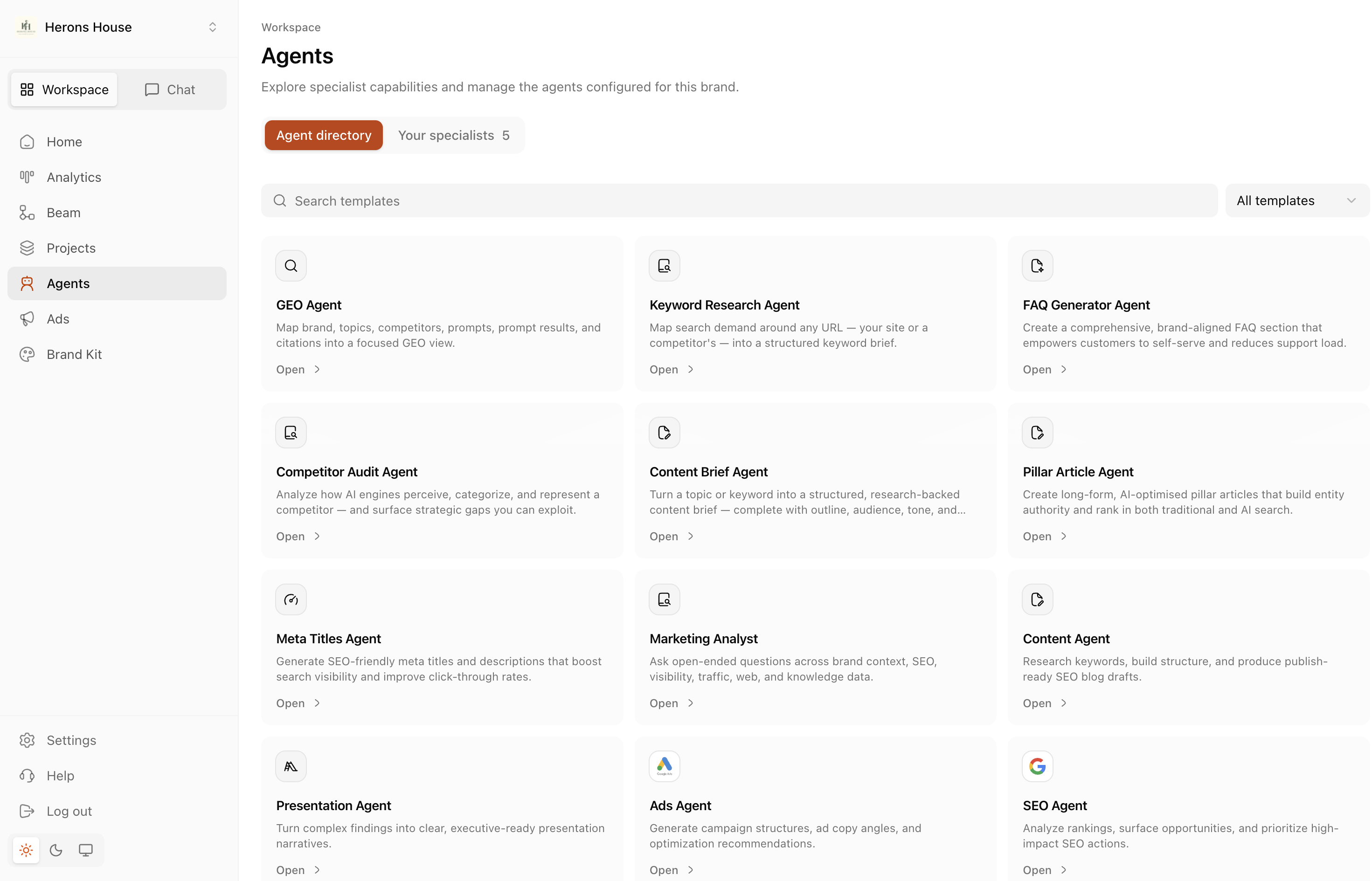 Lantern agent library for coordinated marketing execution